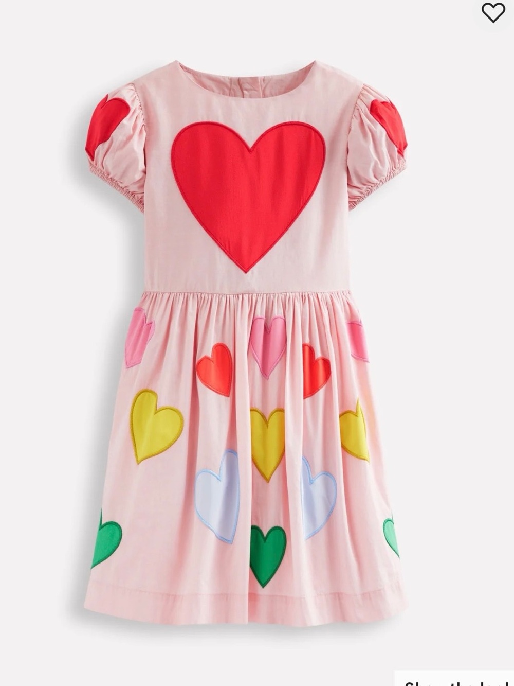 Mini Boden Pink Dress with Multi-Color Heart Appliqués